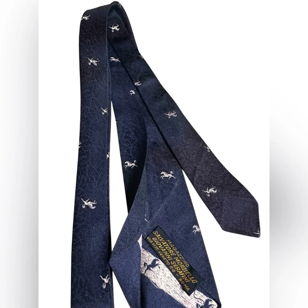 Magazzino Roma Silk Blue Stallion & Wilson’s Red Lion Silk Necktie 60s 70s 2 Tie